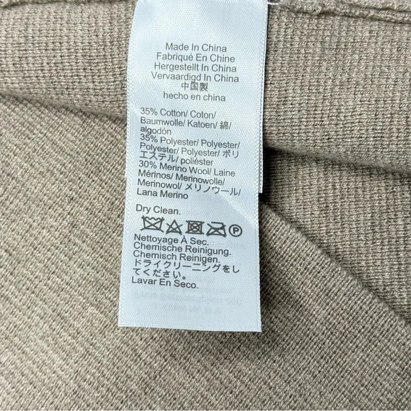 J. Crew Ella Open Front Long Sweater Blazer Sz L Merino Wool Tan Khaki AD753 - Picture 8 of 9